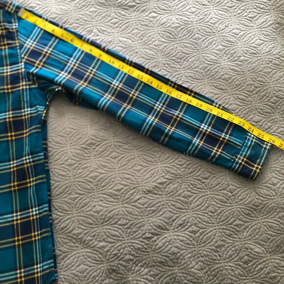 J. Crew Blue, Yellow, & White Plaid Oxford Shirt, Medium - Picture 7 of 8
